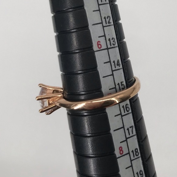 Rose Gold and Cubic Zirconia Solitaire Ring - Picture 7 of 7